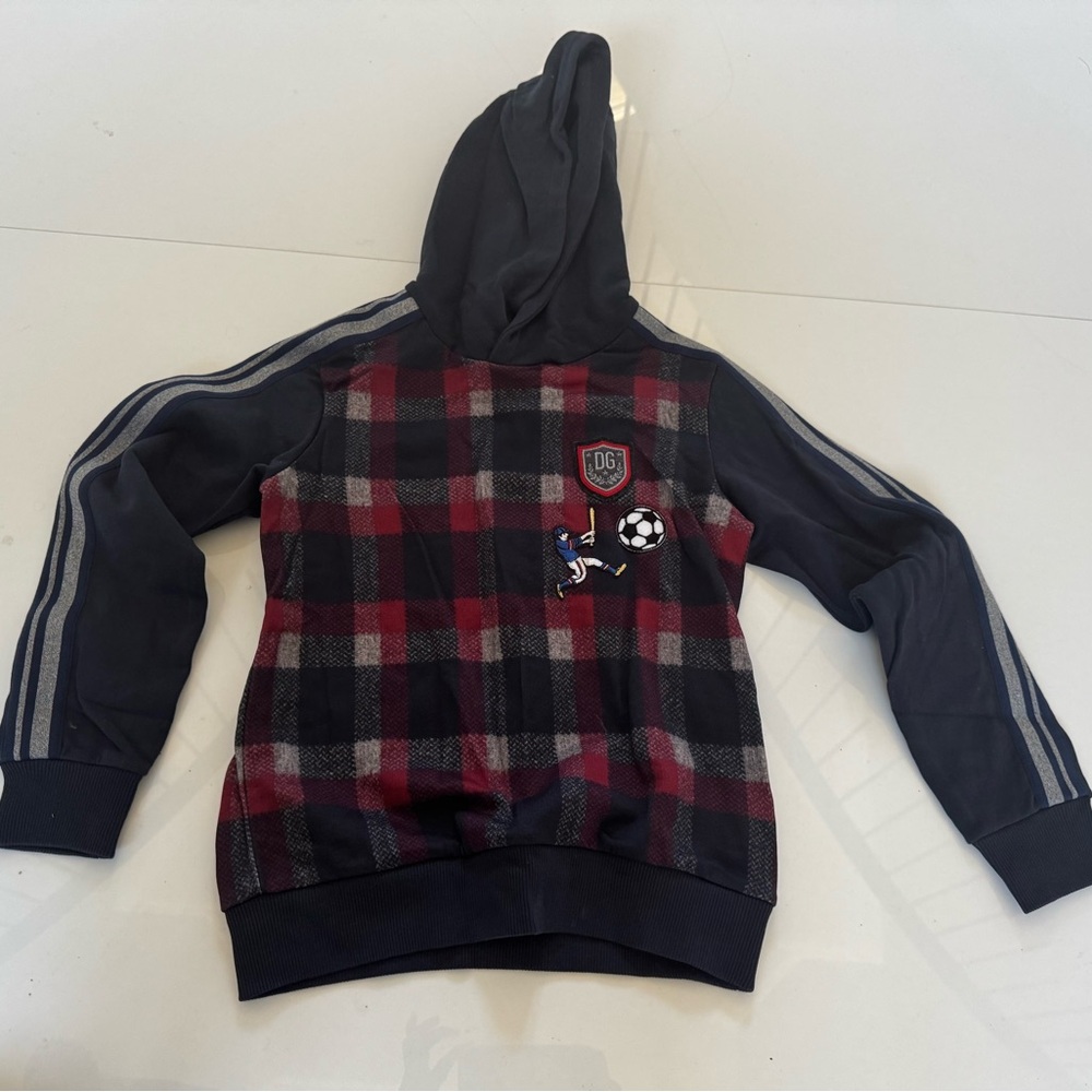 Dolce and Gabbana Kids Plaid Hooded Sweatshirt size 9/10
